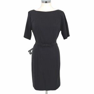 ModCloth Black Belted Sheath Dress Short Sleeve Size Large